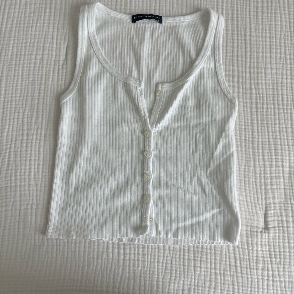 Brandy Melville ribbed button tank
